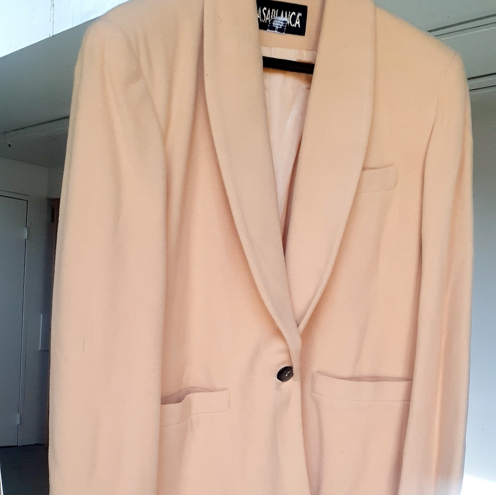 Vtg Casablanca YELLOW Wool Blazer DRESS SIZE 6